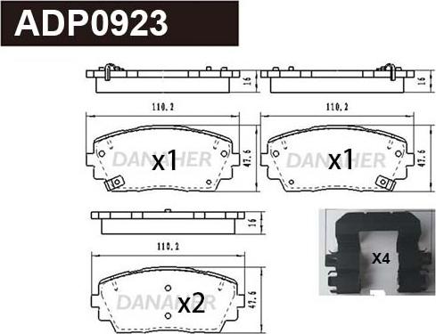 Danaher ADP0923 - Brake Pad Set, disc brake autospares.lv