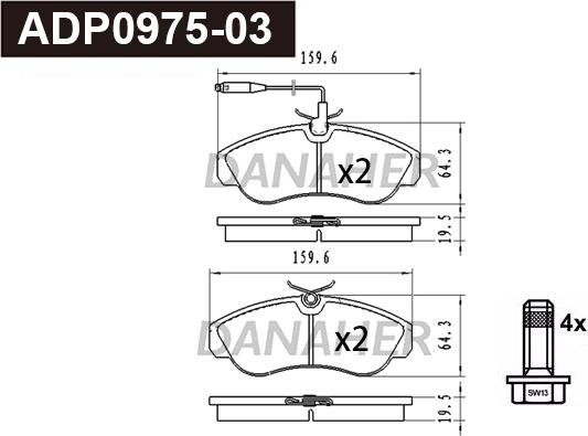 Danaher ADP0975-03 - Brake Pad Set, disc brake autospares.lv