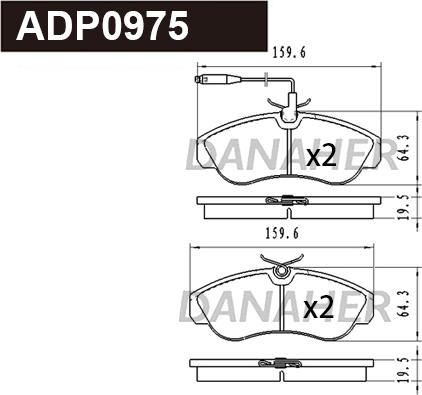 Danaher ADP0975 - Brake Pad Set, disc brake autospares.lv