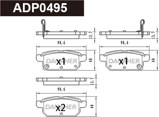 Danaher ADP0495 - Brake Pad Set, disc brake autospares.lv