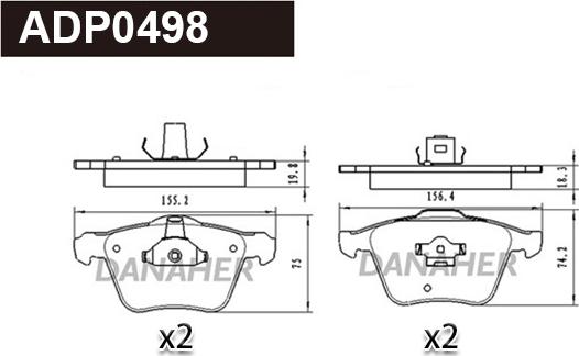 Danaher ADP0498 - Brake Pad Set, disc brake autospares.lv