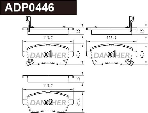 Danaher ADP0446 - Brake Pad Set, disc brake autospares.lv
