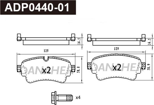 Danaher ADP0440-01 - Brake Pad Set, disc brake autospares.lv