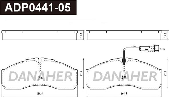 Danaher ADP0441-05 - Brake Pad Set, disc brake autospares.lv