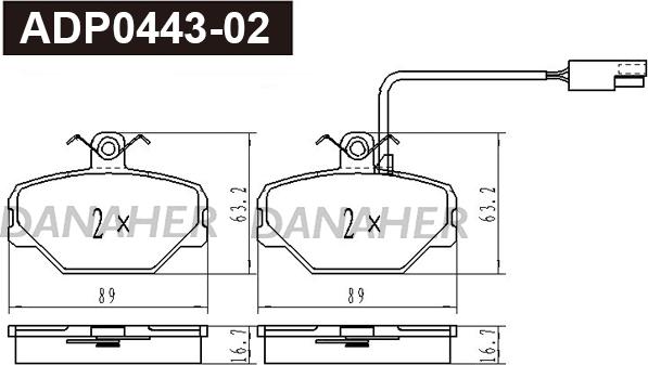 Danaher ADP0443-02 - Brake Pad Set, disc brake autospares.lv