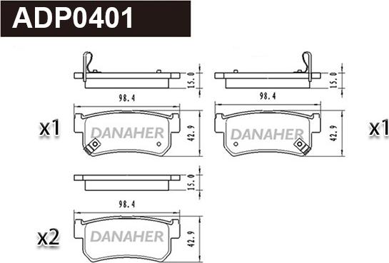 Danaher ADP0401 - Brake Pad Set, disc brake autospares.lv