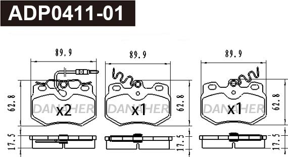 Danaher ADP0411-01 - Brake Pad Set, disc brake autospares.lv