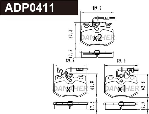 Danaher ADP0411 - Brake Pad Set, disc brake autospares.lv