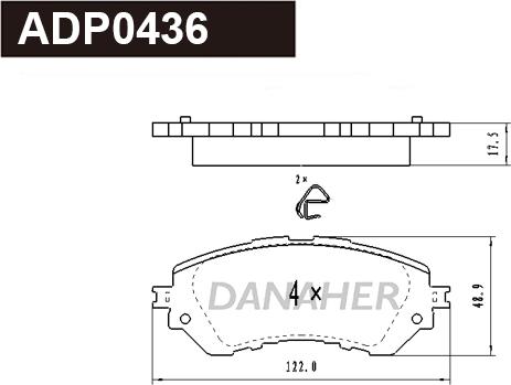 Danaher ADP0436 - Brake Pad Set, disc brake autospares.lv