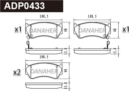 Danaher ADP0433 - Brake Pad Set, disc brake autospares.lv