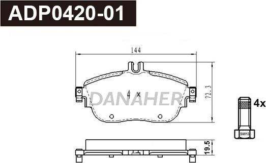 Danaher ADP0420-01 - Brake Pad Set, disc brake autospares.lv