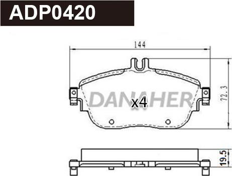 Danaher ADP0420 - Brake Pad Set, disc brake autospares.lv