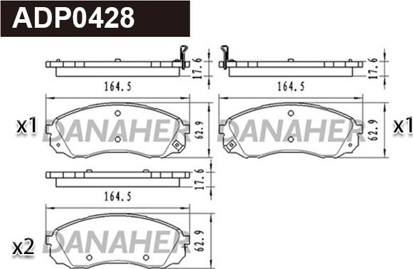 Danaher ADP0428 - Brake Pad Set, disc brake autospares.lv