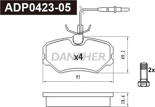 Danaher ADP0423-05 - Brake Pad Set, disc brake autospares.lv