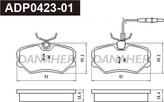 Danaher ADP0423-01 - Brake Pad Set, disc brake autospares.lv