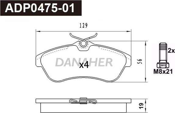 Danaher ADP0475-01 - Brake Pad Set, disc brake autospares.lv