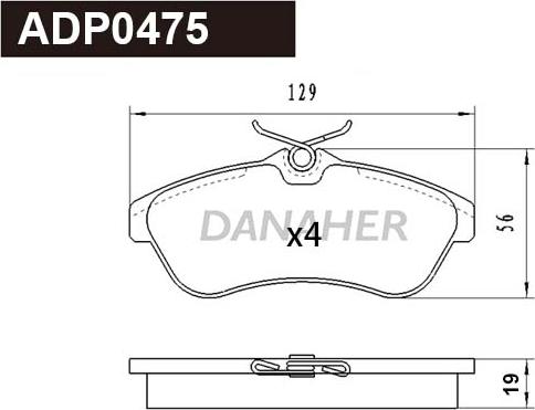 Danaher ADP0475 - Brake Pad Set, disc brake autospares.lv