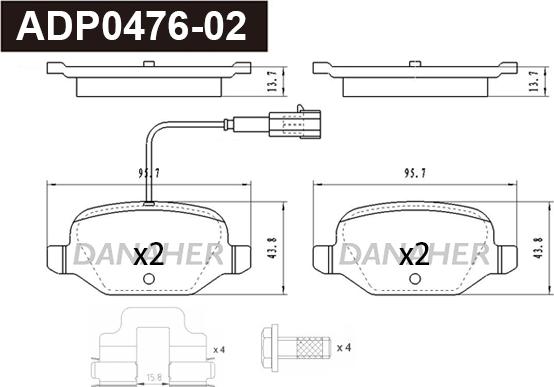 Danaher ADP0476-02 - Brake Pad Set, disc brake autospares.lv