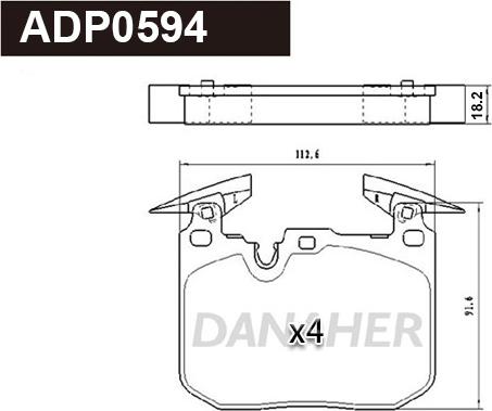 Danaher ADP0594 - Brake Pad Set, disc brake autospares.lv