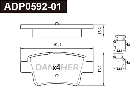 Danaher ADP0592-01 - Brake Pad Set, disc brake autospares.lv