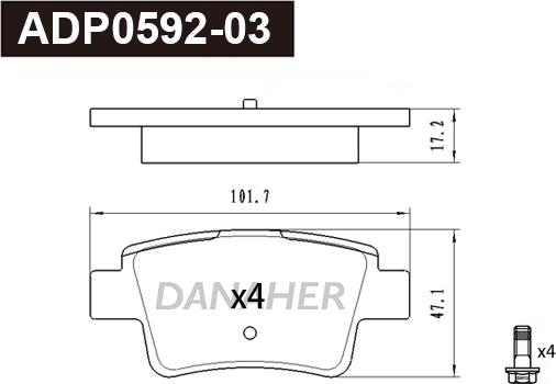 Danaher ADP0592-03 - Brake Pad Set, disc brake autospares.lv