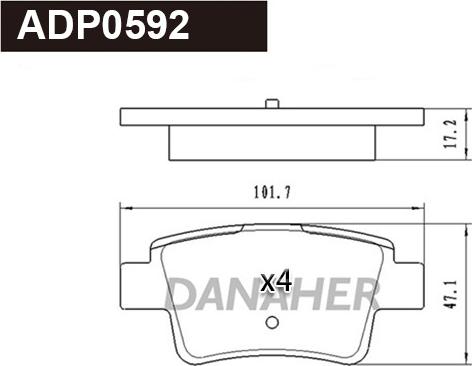 Danaher ADP0592 - Brake Pad Set, disc brake autospares.lv