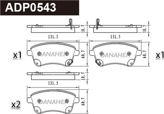 Danaher ADP0543 - Brake Pad Set, disc brake autospares.lv