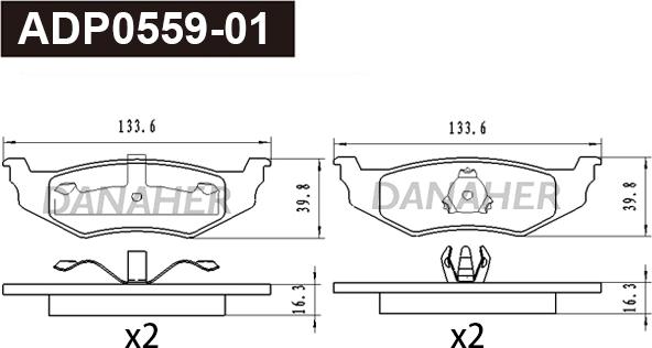 Danaher ADP0559-01 - Brake Pad Set, disc brake autospares.lv