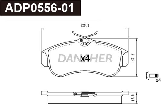 Danaher ADP0556-01 - Brake Pad Set, disc brake autospares.lv