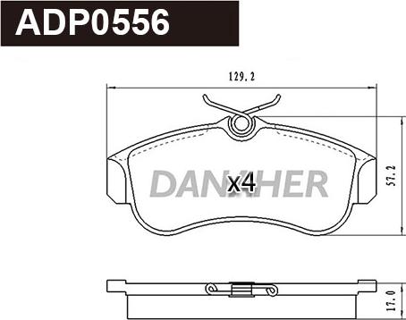 Danaher ADP0556 - Brake Pad Set, disc brake autospares.lv