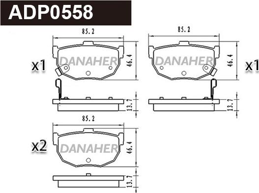 Danaher ADP0558 - Brake Pad Set, disc brake autospares.lv