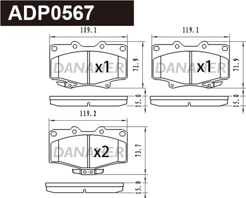 Danaher ADP0567 - Brake Pad Set, disc brake autospares.lv