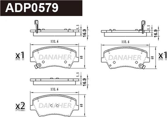 Danaher ADP0579 - Brake Pad Set, disc brake autospares.lv