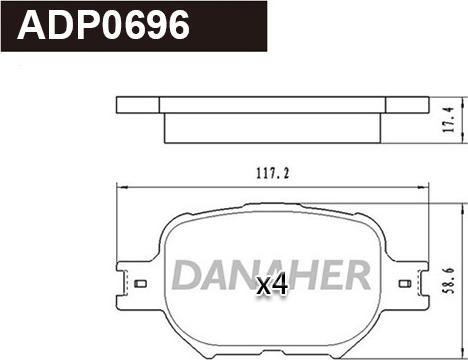 Danaher ADP0696 - Brake Pad Set, disc brake autospares.lv