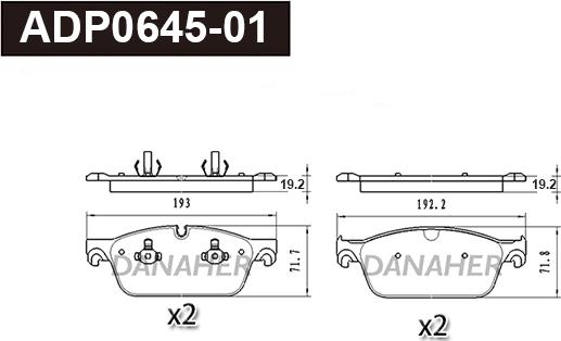 Danaher ADP0645-01 - Brake Pad Set, disc brake autospares.lv