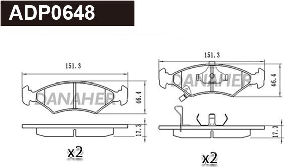 Danaher ADP0648 - Brake Pad Set, disc brake autospares.lv