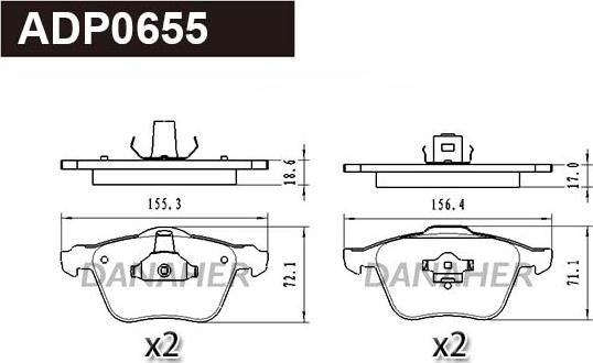 Danaher ADP0655 - Brake Pad Set, disc brake autospares.lv