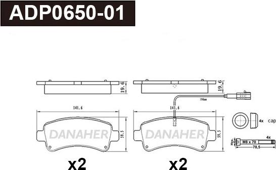 Danaher ADP0650-01 - Brake Pad Set, disc brake autospares.lv