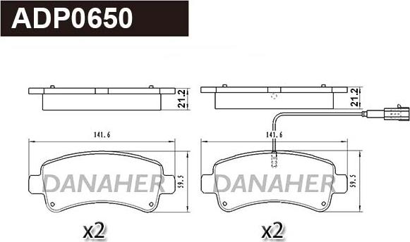 Danaher ADP0650 - Brake Pad Set, disc brake autospares.lv