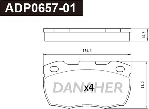 Danaher ADP0657-01 - Brake Pad Set, disc brake autospares.lv