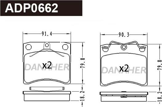 Danaher ADP0662 - Brake Pad Set, disc brake autospares.lv