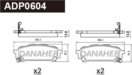 Danaher ADP0604 - Brake Pad Set, disc brake autospares.lv