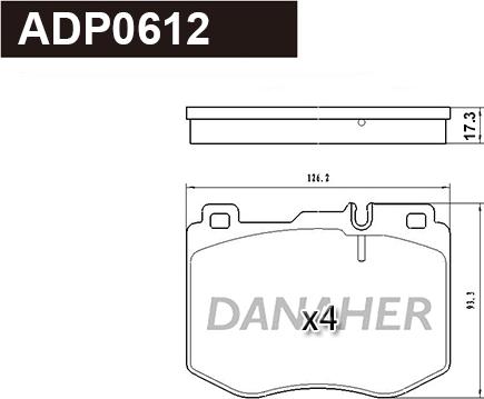 Danaher ADP0612 - Brake Pad Set, disc brake autospares.lv