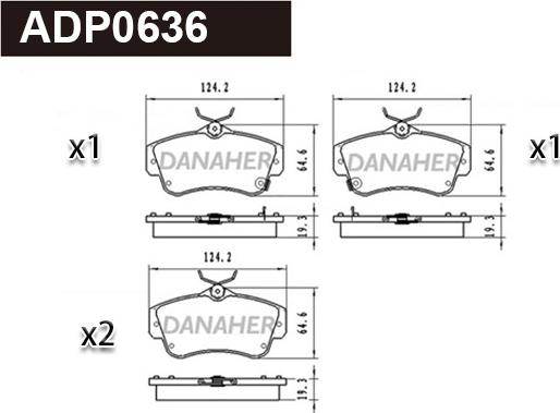 Danaher ADP0636 - Brake Pad Set, disc brake autospares.lv