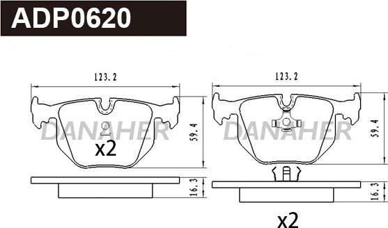 Danaher ADP0620 - Brake Pad Set, disc brake autospares.lv