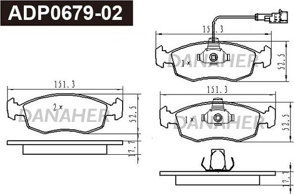 Danaher ADP0679-02 - Brake Pad Set, disc brake autospares.lv