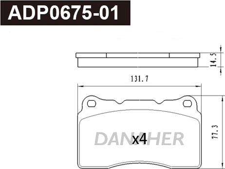 Danaher ADP0675-01 - Brake Pad Set, disc brake autospares.lv