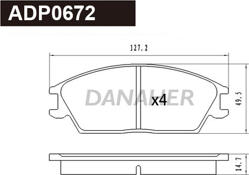 Danaher ADP0672 - Brake Pad Set, disc brake autospares.lv