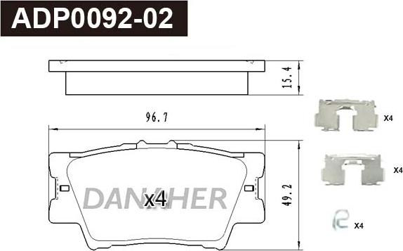 Danaher ADP0092-02 - Brake Pad Set, disc brake autospares.lv