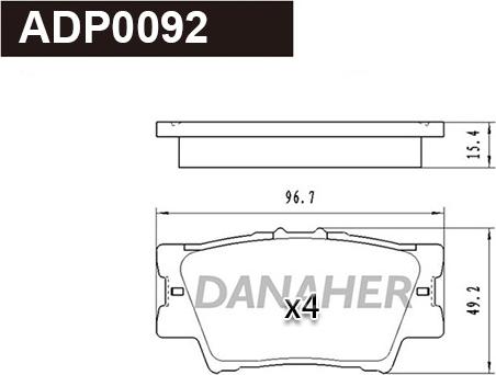 Danaher ADP0092 - Brake Pad Set, disc brake autospares.lv